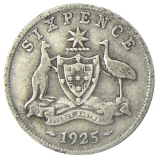 Монета 6 пенсов 1925 года Австралия (аверс)