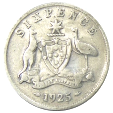 Монета 6 пенсов 1925 года Австралия (аверс)
