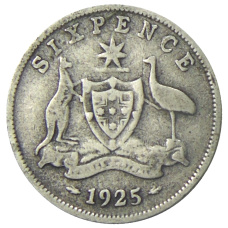Монета 6 пенсов 1925 года Австралия (аверс)