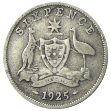Монета 6 пенсов 1925 года Австралия (аверс)