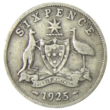Монета 6 пенсов 1925 года Австралия (аверс)