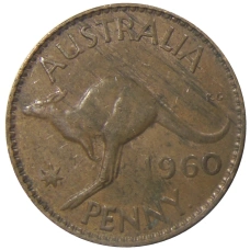 Монета 1 пенни 1960 года Австралия (аверс)