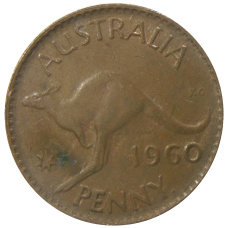 Монета 1 пенни 1960 года Австралия (аверс)