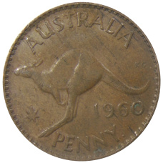 Монета 1 пенни 1960 года Австралия (аверс)