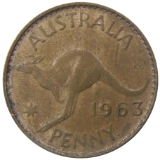 Монета 1 пенни 1963 года Австралия (аверс)