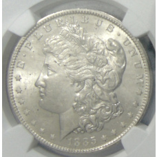 Монета 1 доллар 1885 года О США «Доллар Моргана» (в слабе NGC MS 63) (аверс)