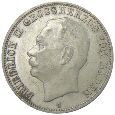 Монета 5 марок 1913 года G Германия (Баден) (аверс)