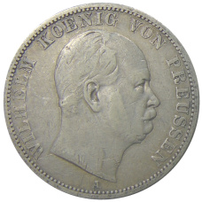 Монета 1 союзный талер 1867 года A Германские государства — Пруссия (аверс)