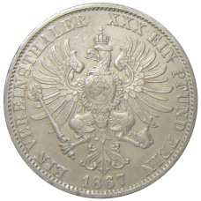 Монета 1 союзный талер 1867 года A Германские государства — Пруссия (реверс)