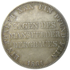 Монета 1 талер 1861 года A Германские государства — Пруссия («Горный талер») (реверс)