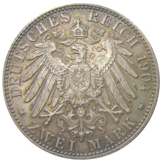 Монета 2 марки 1904 года D Германия (Бавария) (реверс)