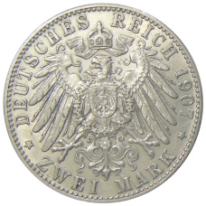 Монета 2 марки 1907 года D Германия (Бавария) (реверс)