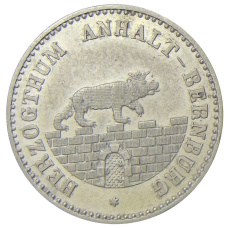 Монета 1/6 талера 1861 года A Германские государства — Ангальт — Бернбург (аверс)