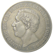 Монета 1 талер 1859 года A Германские государства — Шварцбург-Зондерсгаузен (аверс)