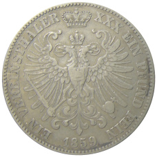 Монета 1 талер 1859 года A Германские государства — Шварцбург-Зондерсгаузен (реверс)