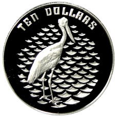 Монета 10 долларов 1991 года Австралия «Ябиру» (аверс)