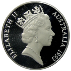 Монета 10 долларов 1993 года Австралия «Чёрный пальмовый какаду» (реверс)