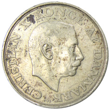 Монета 2 кроны 1937 года Дания «25 лет правлению Кристиана X» (аверс)