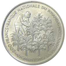 Монета 200 франков 1972 года Руанда «10 лет Независимости» (аверс)