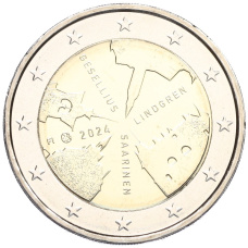 Монета 2 евро 2024 года Финляндия «Архитектурная фирма Геселлиус-Линдгрен-Сааринен» (аверс)