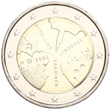 Монета 2 евро 2024 года Финляндия «Архитектурная фирма Геселлиус-Линдгрен-Сааринен» (аверс)