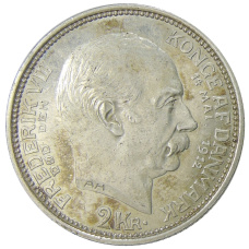 Монета 2 кроны 1912 года Дания «Смерть Фредерика VIII и вступление на престол Кристиана X» (аверс)