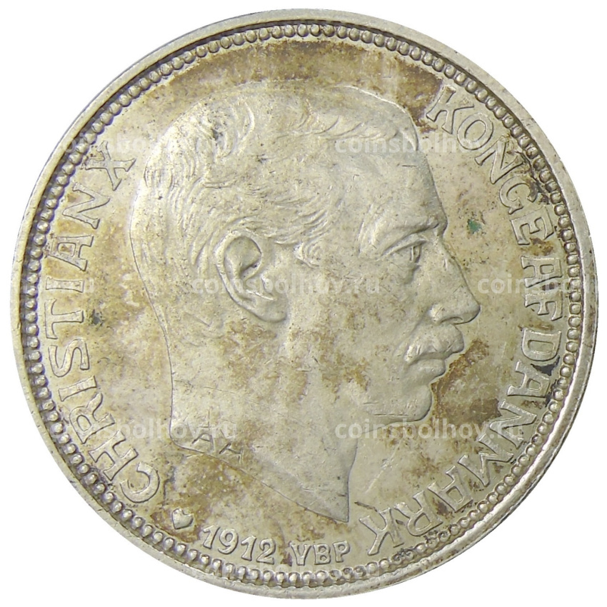 Монета 2 кроны 1912 года Дания «Смерть Фредерика VIII и вступление на престол Кристиана X» (вид 2)