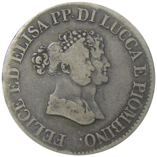 Монета 5 франков 1805 года Итальянские государства — Лукка (аверс)
