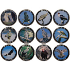 Набор из 12 монет 10 квача 2010 года Малави «Хищные птицы» (аверс)