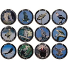 Набор из 12 монет 10 квача 2010 года Малави «Хищные птицы» (аверс)