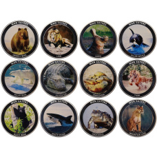 Набор из 12 монет 100 шиллингов 2010 года Уганда «Животные-Людоеды»