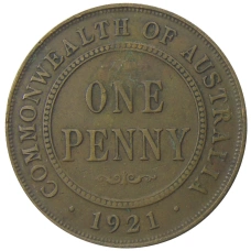 Монета 1 пенни 1921 года Австралия (аверс)
