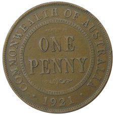 Монета 1 пенни 1921 года Австралия (аверс)