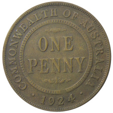 Монета 1 пенни 1924 года Австралия (аверс)