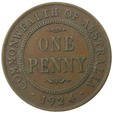 Монета 1 пенни 1924 года Австралия (аверс)