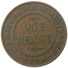 Монета 1 пенни 1924 года Австралия (аверс)
