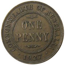 Монета 1 пенни 1927 года Австралия (аверс)