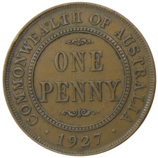 Монета 1 пенни 1927 года Австралия (аверс)