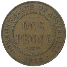 Монета 1 пенни 1933 года Австралия (аверс)