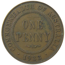 Монета 1 пенни 1933 года Австралия (аверс)