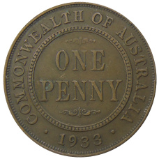Монета 1 пенни 1933 года Австралия (аверс)
