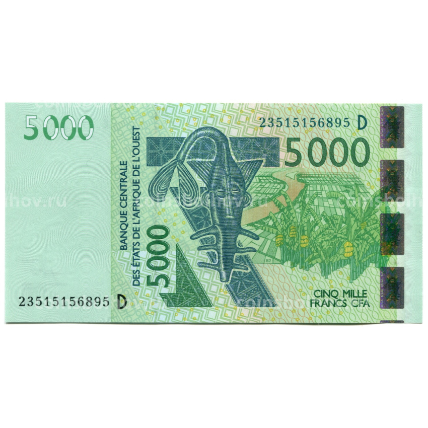 Банкнота 5000 франков  2003 (2023) года Западная Африка — Литера D (Мали)