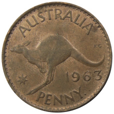 Монета 1 пенни 1963 года Австралия (аверс)
