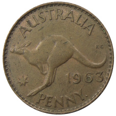Монета 1 пенни 1963 года Австралия (аверс)