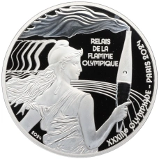 Монета 10 евро 2024 года Франция «XVII летние Паралимпийские игры 2024 года в Париже — Эстафета олимпийского огня» (в коробке) (аверс)