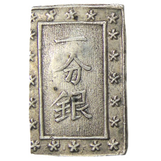 Монета 1 бу 1868-1869 года Япония (аверс)