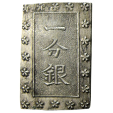 Монета 1 бу 1868-1869 года Япония (аверс)