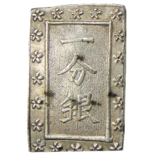 Монета 1 бу 1868-1869 года Япония (аверс)