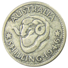 Монета 1 шиллинг 1946 года Австралия (аверс)