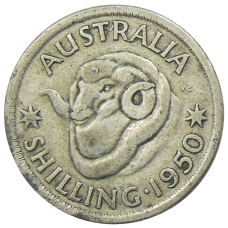 Монета 1 шиллинг 1950 года Австралия (аверс)